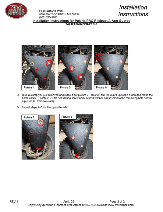 Trail Armor iMpact Front Arm Guards for Polaris Turbo R / Pro R