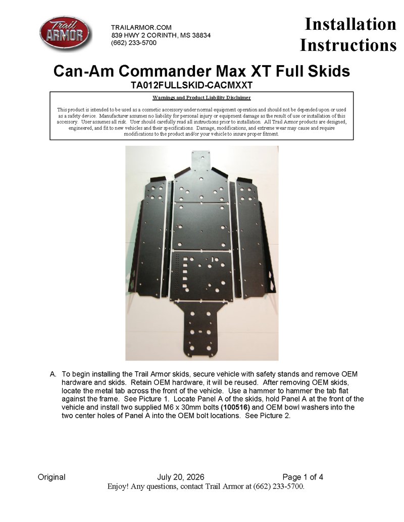 Load image into Gallery viewer, Trail Armor Can Am Commander Max XT, Commander Max and Commander Max Limited Full Skids with Integrated Slider Nerfs 2014-2020

