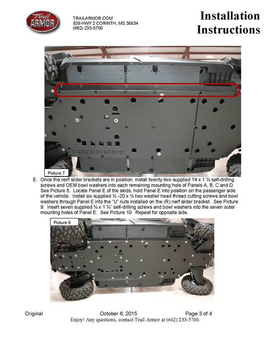 Trail Armor Skid Plates for 2014-20 Can-Am Commander Max / XT