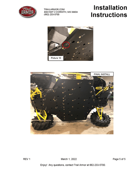 Trail Armor Skid Plate for 2016-25 Can-Am Defender HD Models