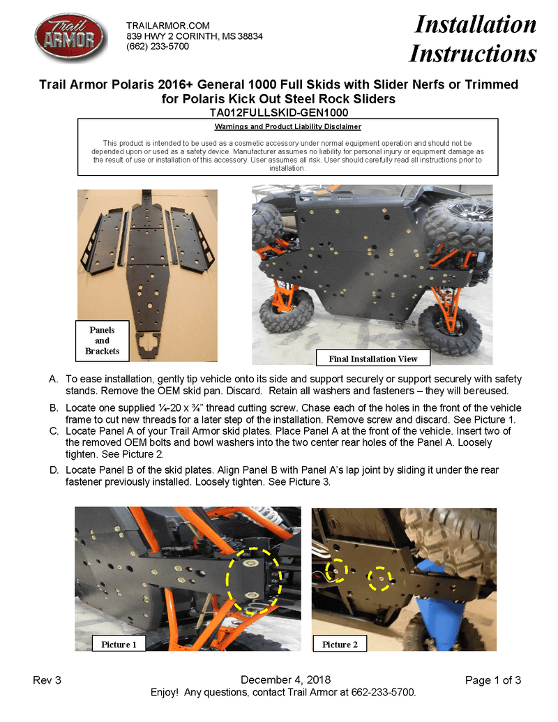 Load image into Gallery viewer, Trail Armor Skid Plate With Rock Sliders for 16-23 Polaris General XP 1000
