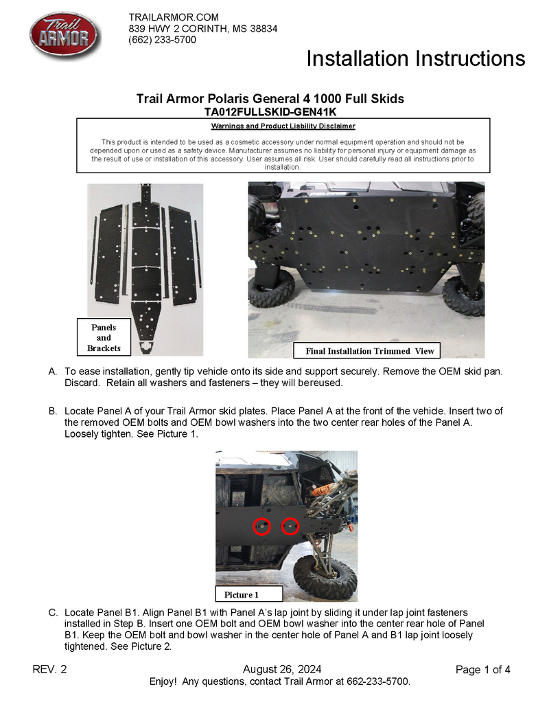 Load image into Gallery viewer, Trail Armor Polaris General 4 1000 and General XP 4 1000 Full Skids (all editions) 2017 - 2025
