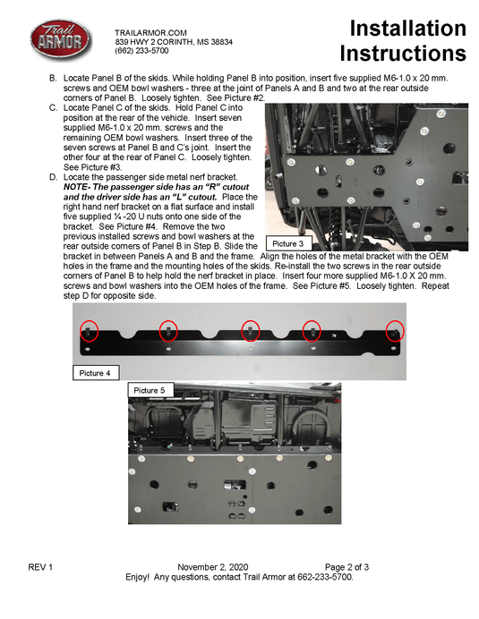 Trail Armor Full Skids Honda for 2014- 21 Pioneer 700