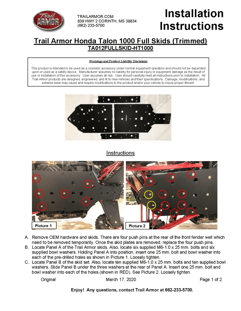 Load image into Gallery viewer, Trail Armor Full Skid Plate for 2019+ Honda Talon X / R
