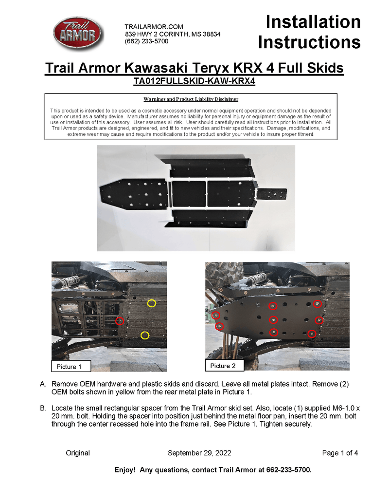 Load image into Gallery viewer, Trail Armor Full Skid Plate for Kawasaki KRX 4 1000
