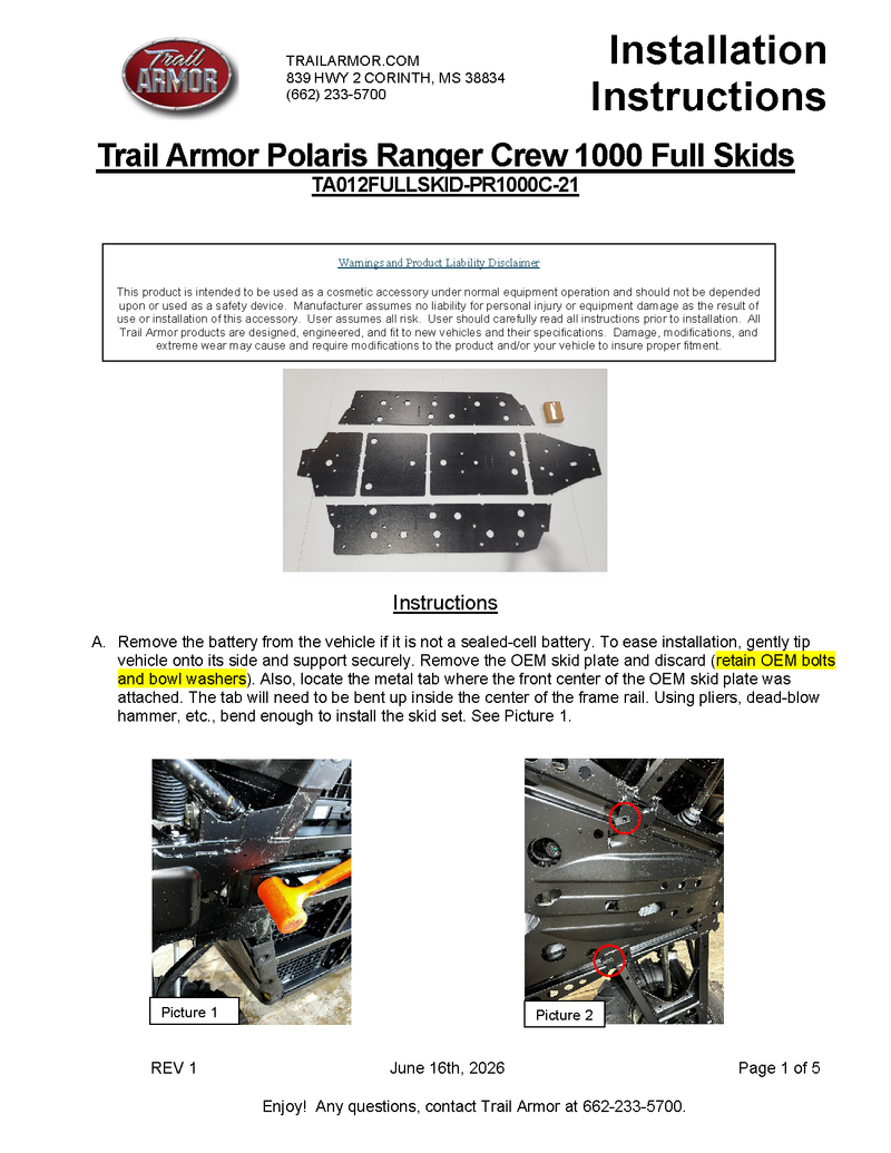 Load image into Gallery viewer, Trail Armor Polaris Ranger 1000 Crew Full Skids 2021 - 2026

