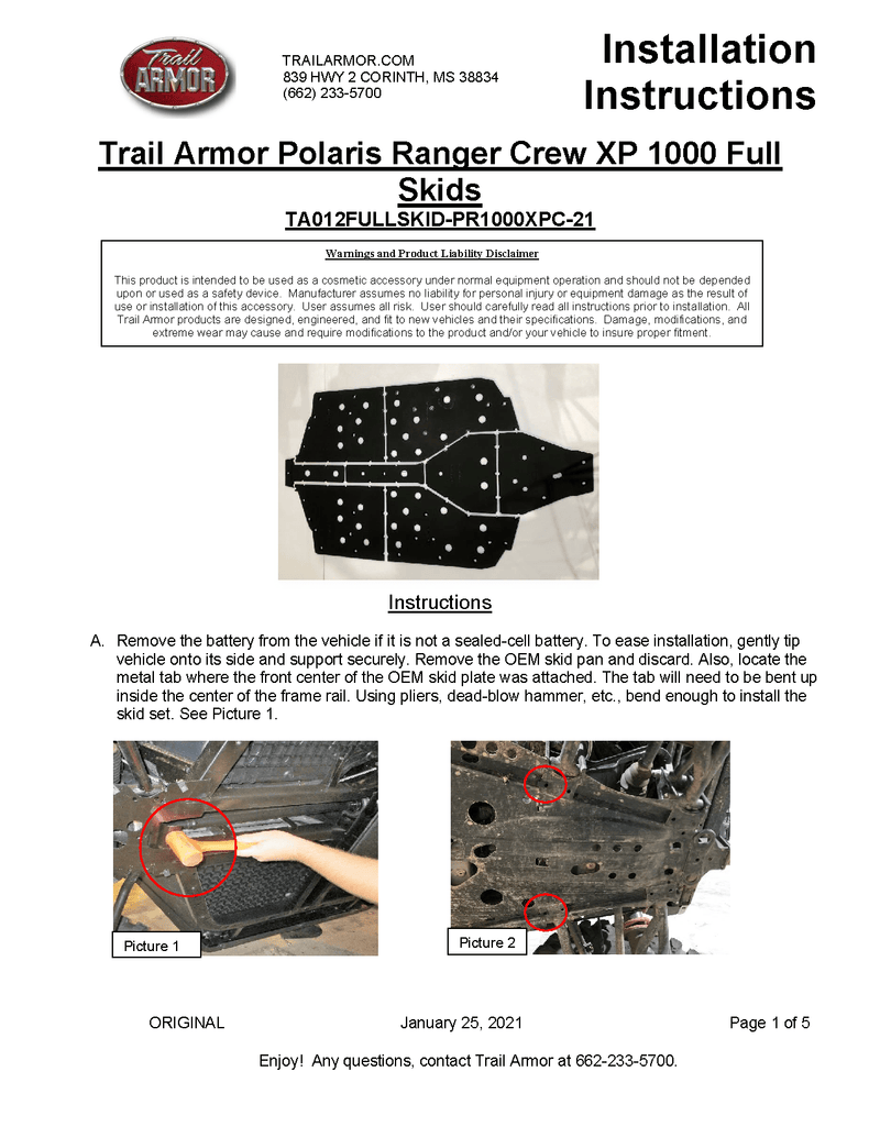 Load image into Gallery viewer, Trail Armor Skid Plates for 2021 Polaris Ranger / XP 1000 Crew
