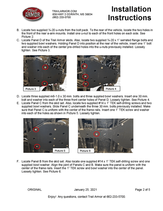 Trail Armor Skid Plates for 2021 Polaris Ranger / XP 1000 Crew