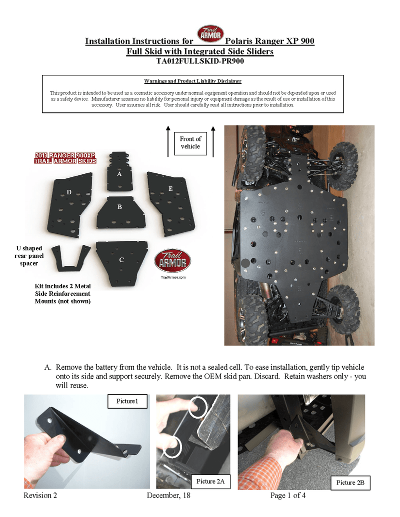 Load image into Gallery viewer, Trail Armor Full skid plate for 2013-19 Polaris Ranger 570 / 900 / XP 1000
