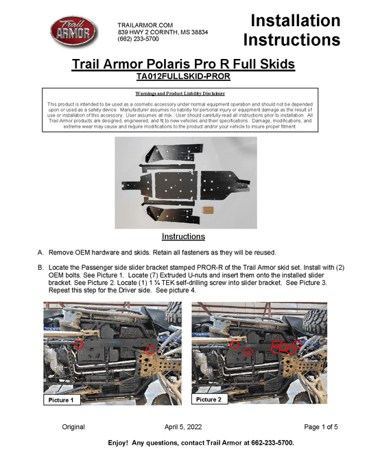 Trail Armor Skid Plate for Polaris RZR Pro R