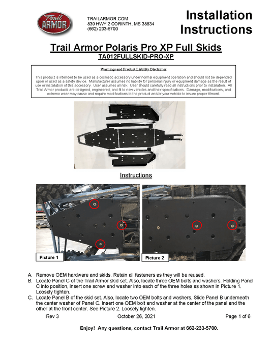 Trail Armor Full Skid Plate for 2020+ RZR Pro XP