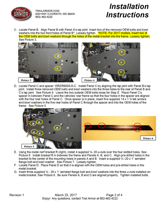 Trail Armor Full Skid Plate for 2015-20 RZR 900 / S 900 / S 1000