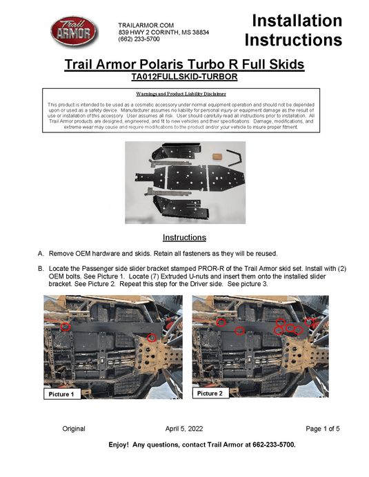 Trail Armor Full Skid Plate for Polaris RZR Turbo R