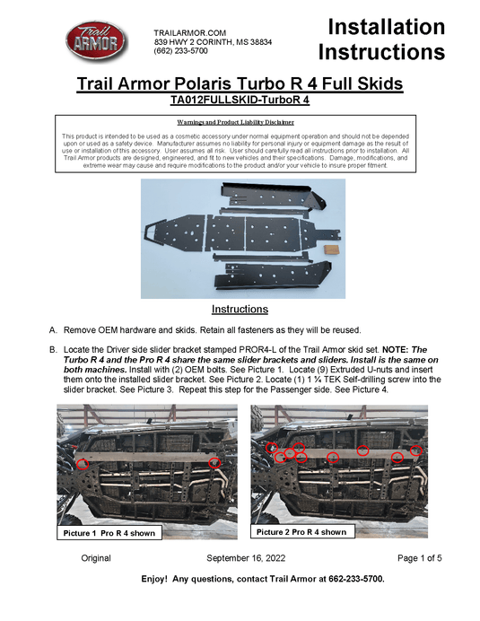 Trail Armor Skid Plate for Polaris RZR Turbo R 4