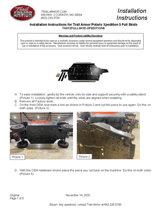 Trail Armor Full Skid Plate for 2024+ Polaris Xpedition