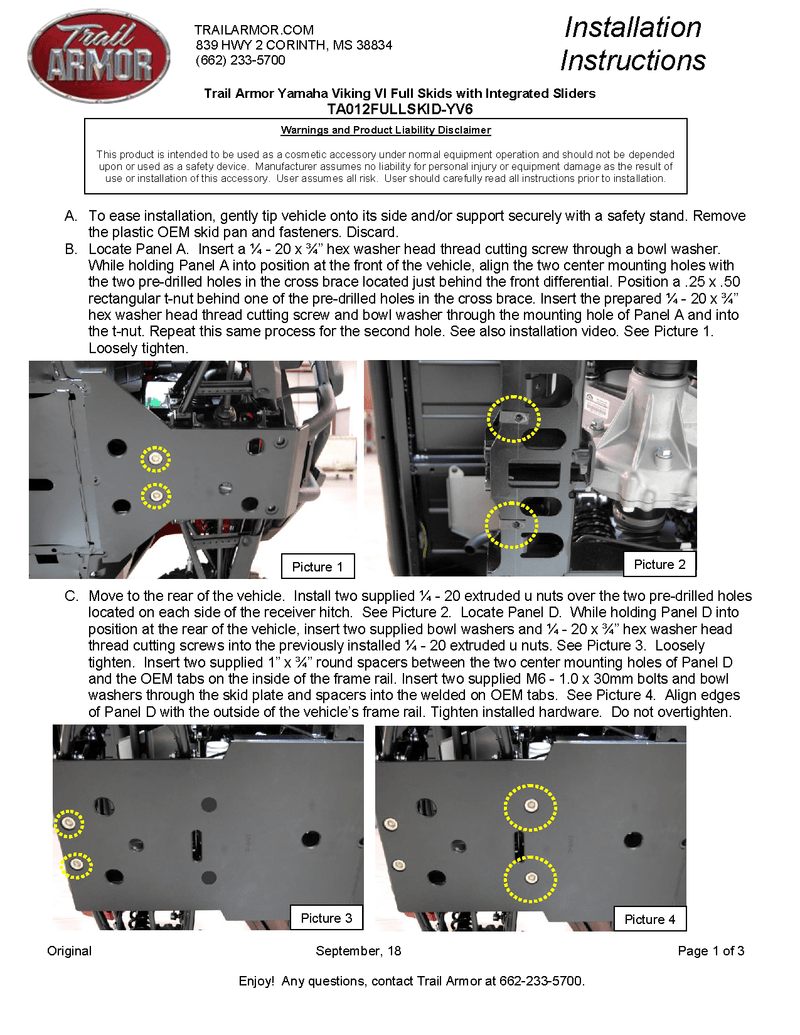 Load image into Gallery viewer, Trail Armor Full Skids with Integrated Sliders for 2014-21 Yamaha Viking VI Model
