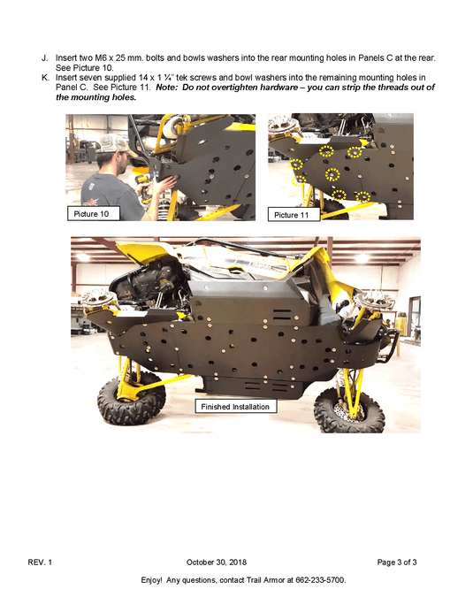 Trail Armor Skid Plate for 2016+ Yamaha YXZ1000R