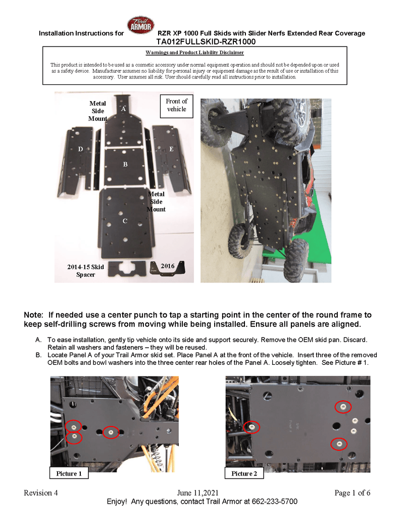 Load image into Gallery viewer, Trail Armor Full Skid Plate for RZR XP 1000 / XP Turbo / Turbo S
