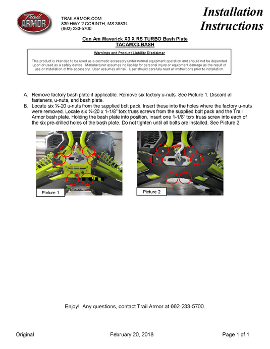 Trail Armor Bash Plate for 2018-19 Can-Am Maverick X3 X RC / MR