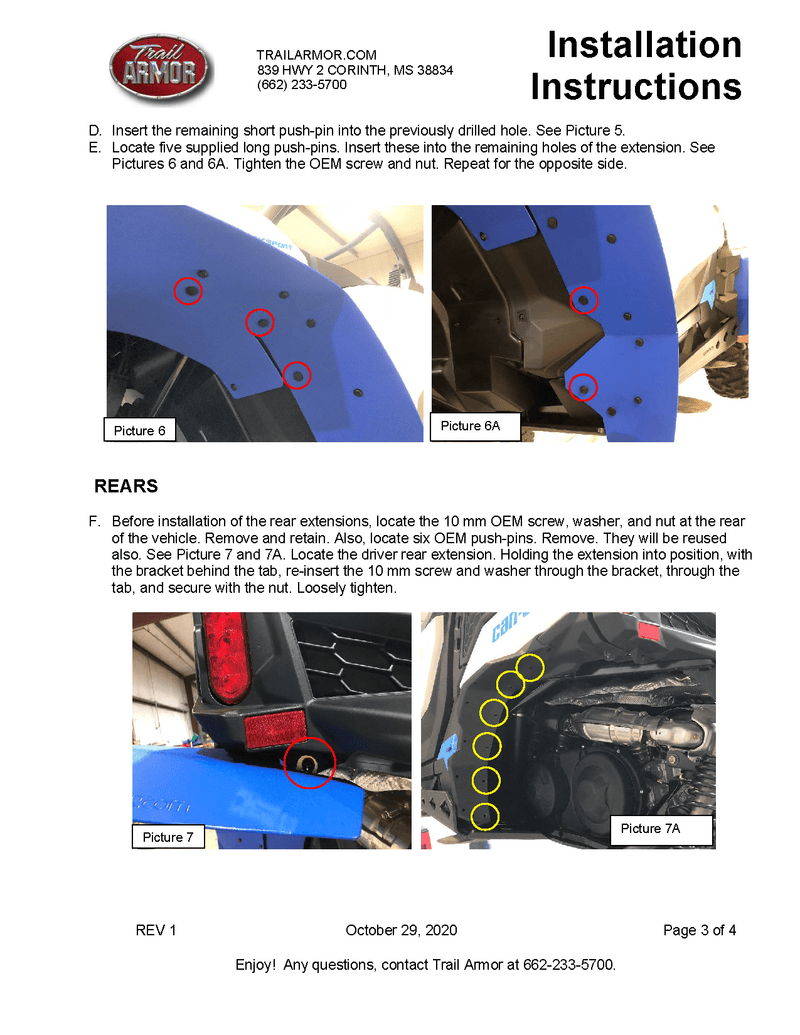 Load image into Gallery viewer, Trail Armor Mud Flap Fender Extensions for 2019-21 Can-Am Maverick Sport
