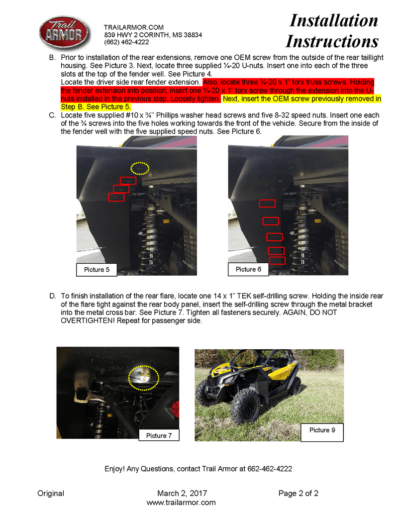 Load image into Gallery viewer, Trail Armor Mud Flap Fender Flares for 2017+ Can-Am Maverick X3
