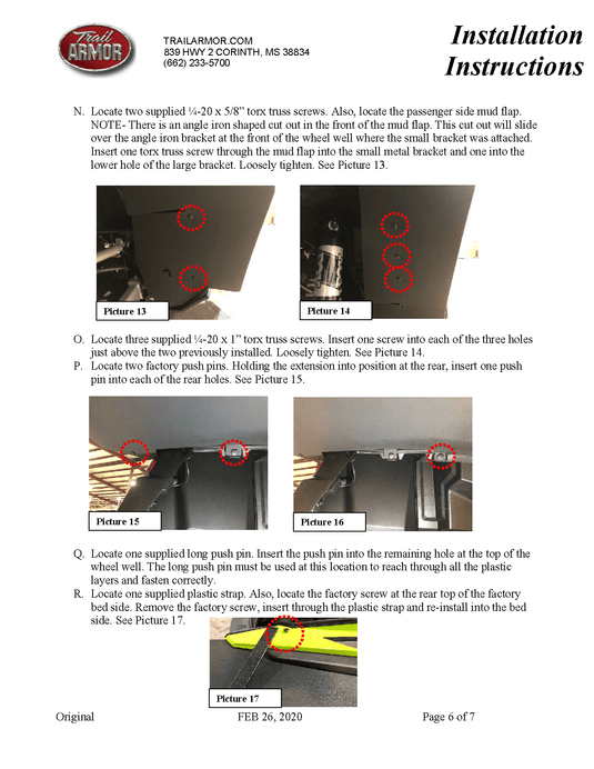 Trail Armor Mud Flap Fender Flare Extensions for 2019-2021 Honda Talon X / R