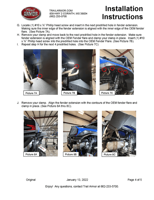 Trail Armor Kawasaki Mud Flap Fender Extensions for 2020+ Teryx KRX 1000