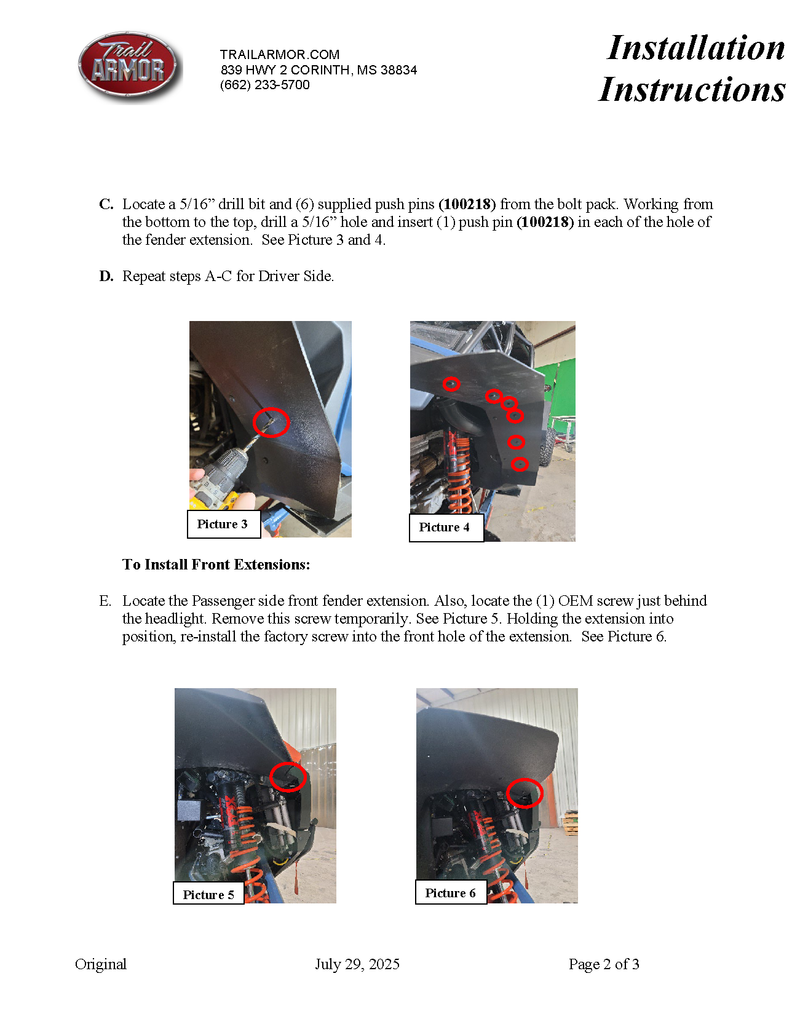 Load image into Gallery viewer, Trail Armor 2025 RZR Pro S and Pro S 4 Mud Flap Fender Extensions Mud Flap Fender Extensions
