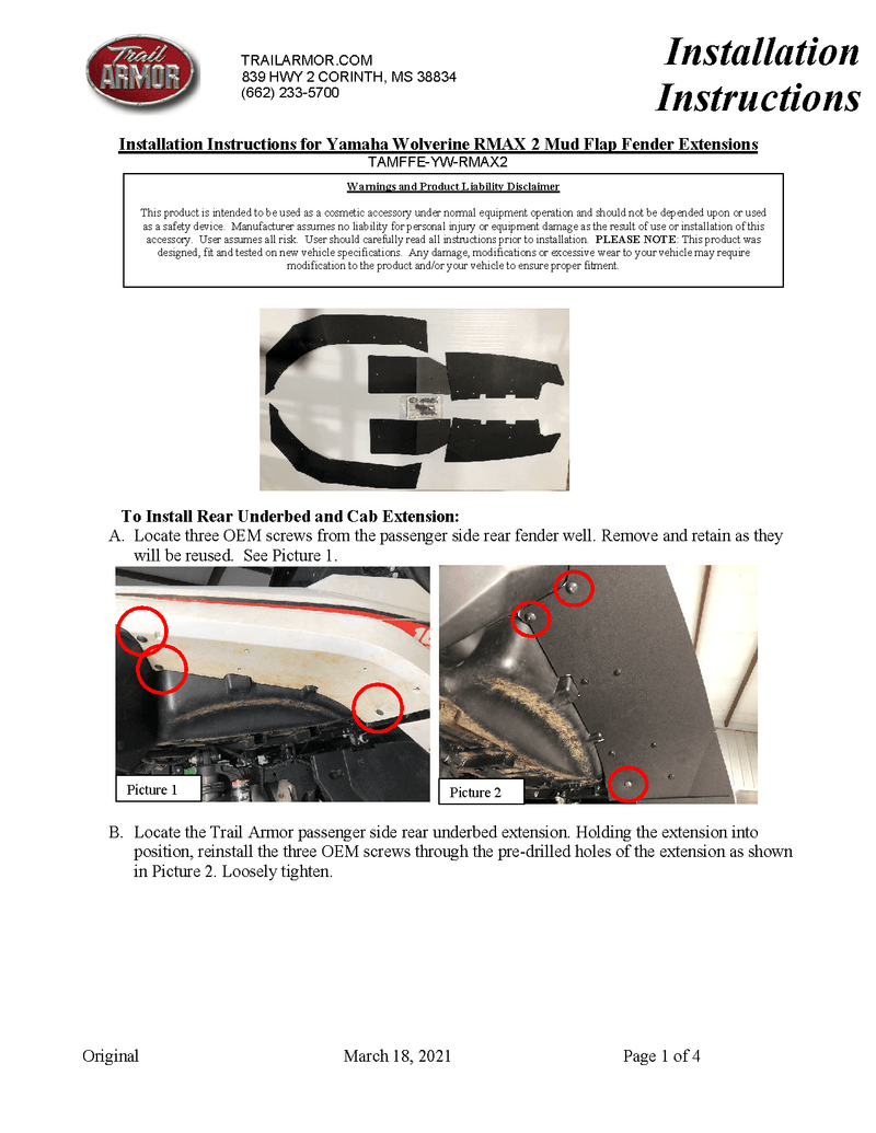 Load image into Gallery viewer, Trail Armor Mud Flap Fender Extensions for 2021+ Yamaha Wolverine RMAX 2
