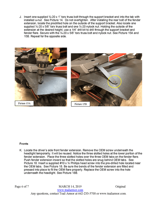 Trail Armor Super Wide Mud Flap Fender for 2019-23 Polaris RZR XP 1000 / Turbo / Turbo S