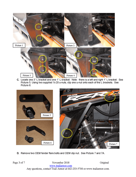Trail Armor Mud Flap Extensions / Fender Flares for 2019-23 Polaris RZR XP 1000 / XP Turbo / Turbo S