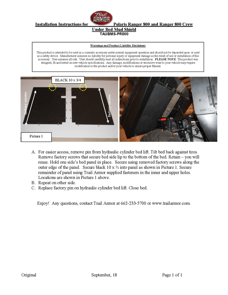 Load image into Gallery viewer, Trail Armor Polaris Under Bed Mud Shield for 2009-14 Ranger / Ranger Crew
