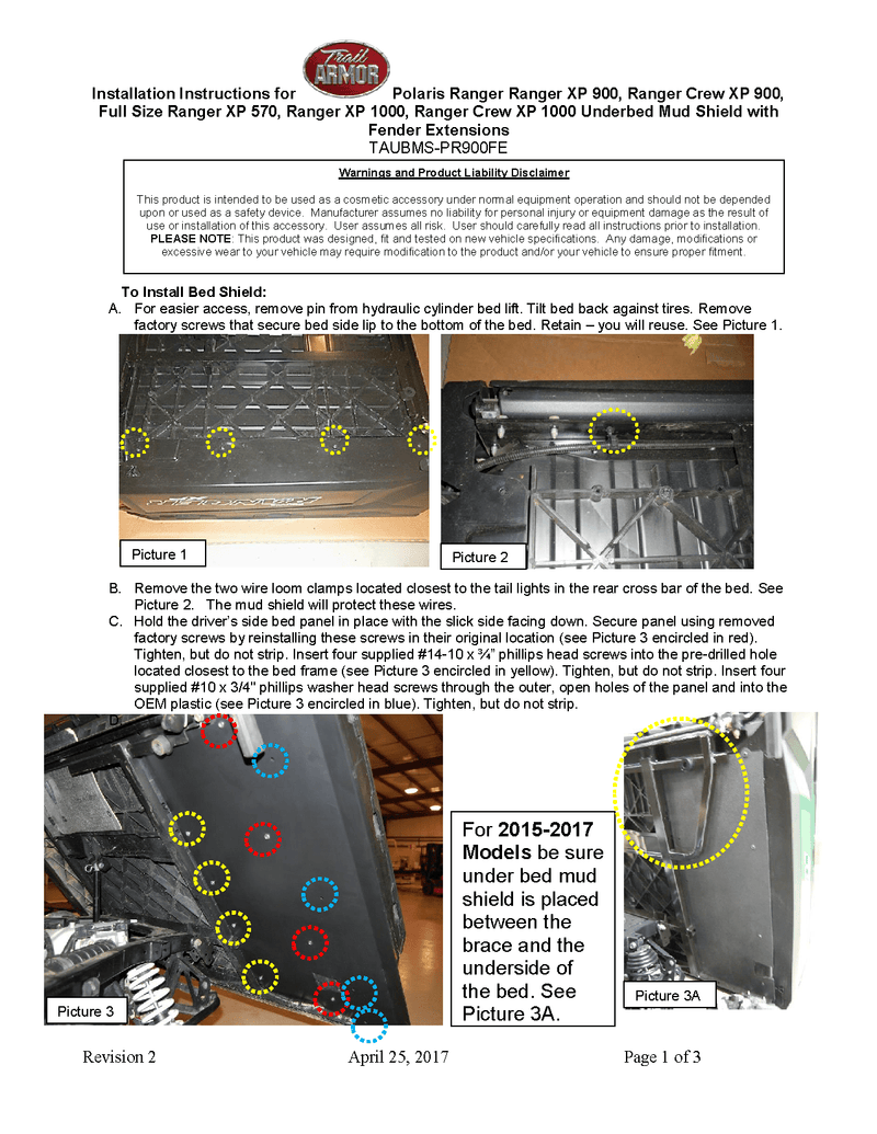 Load image into Gallery viewer, Trail Armor Underbed Mud Shield with Fender Extensions for 2013-19 Ranger XP / Crew XP / Full size Ranger XP
