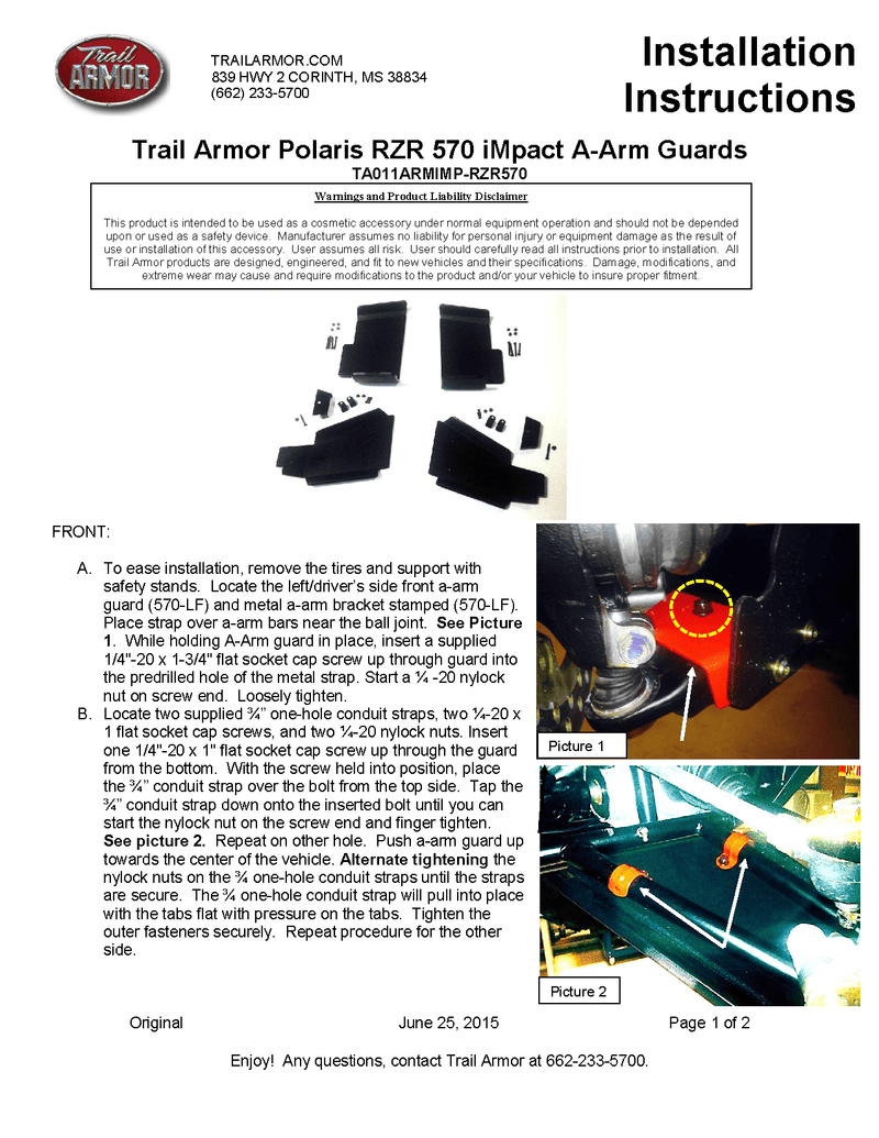 Load image into Gallery viewer, Trail Armor iMpact A-arm Guards for 2012-20 Polaris RZR 570
