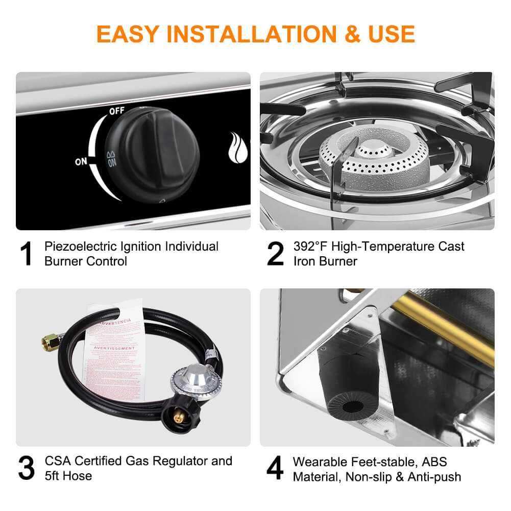 Camplux Single Burner Propane Stove 9,800 BTU, Portable Gas Stoves - Skoutley Outdoors LLC