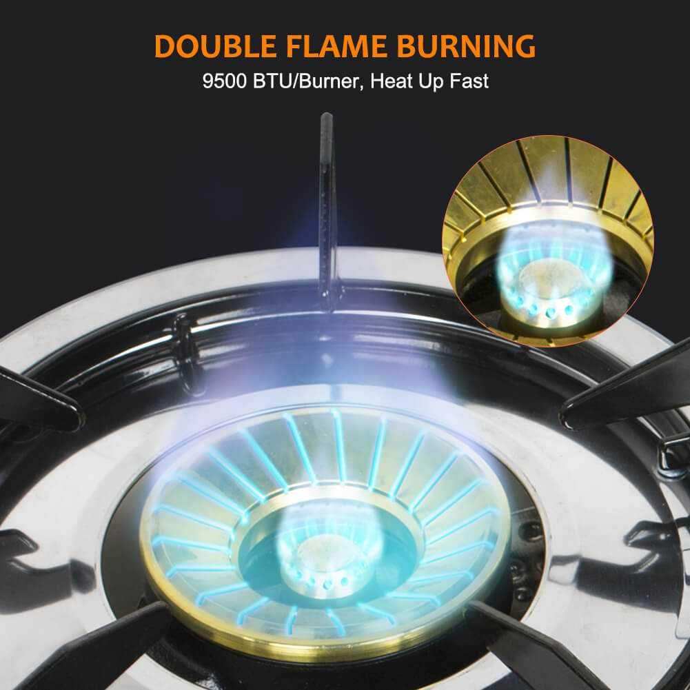 Camplux Propane Gas Cooktop Tempered Glass Double Burners Stove Auto Ignition LPG - Skoutley Outdoors LLC