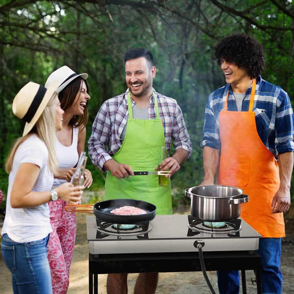 Camplux Propane Gas Cooktop Tempered Glass Double Burners Stove Auto Ignition LPG - Skoutley Outdoors LLC