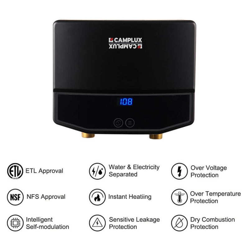 Load image into Gallery viewer, Camplux Electric Instant Water Heater Tankless 120V - 3.5kW | Black
