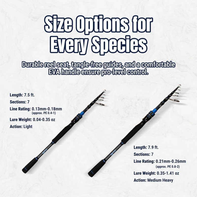 Load image into Gallery viewer, Reaction Tackle Telescopic Spinning Rod – Carbon Travel Fishing Rod – Collapsible Rod for Freshwater and Saltwater
