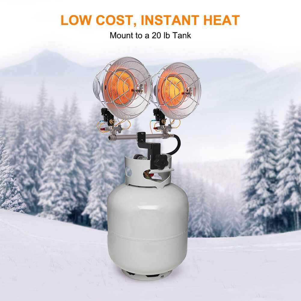 Propane Tank Top Heater, Camplux Outdoor Tanktop Heater with Tip-Over Switch for Garage, Camping, Hunting, Double Burner Heavy Duty Steel 30,000 BTU - Skoutley Outdoors LLC