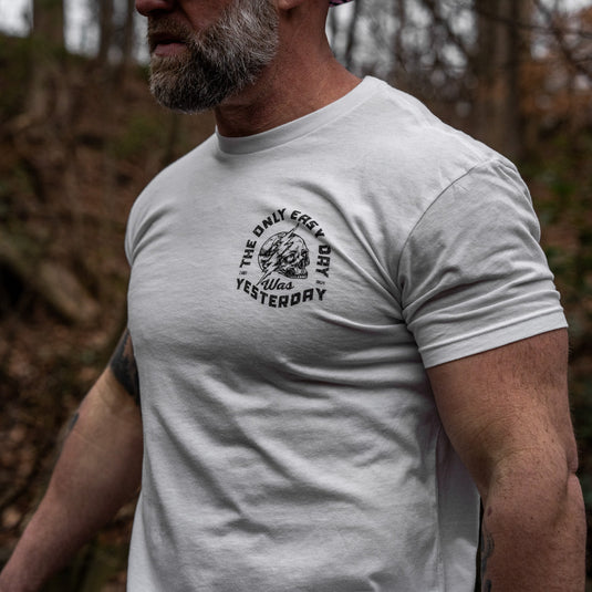 Only Easy Day Was Yesterday Skull Men's T-Shirt