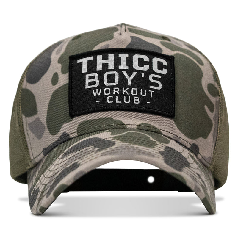 Load image into Gallery viewer, Thicc Boys Workout Patch Snapback Hat
