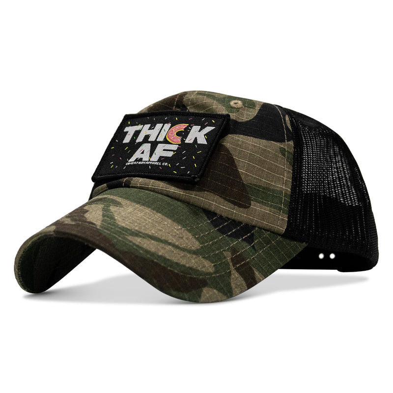 Load image into Gallery viewer, THICK AF Donut Edition Patch. Tactical Ripstop Mesh Snapback Hat
