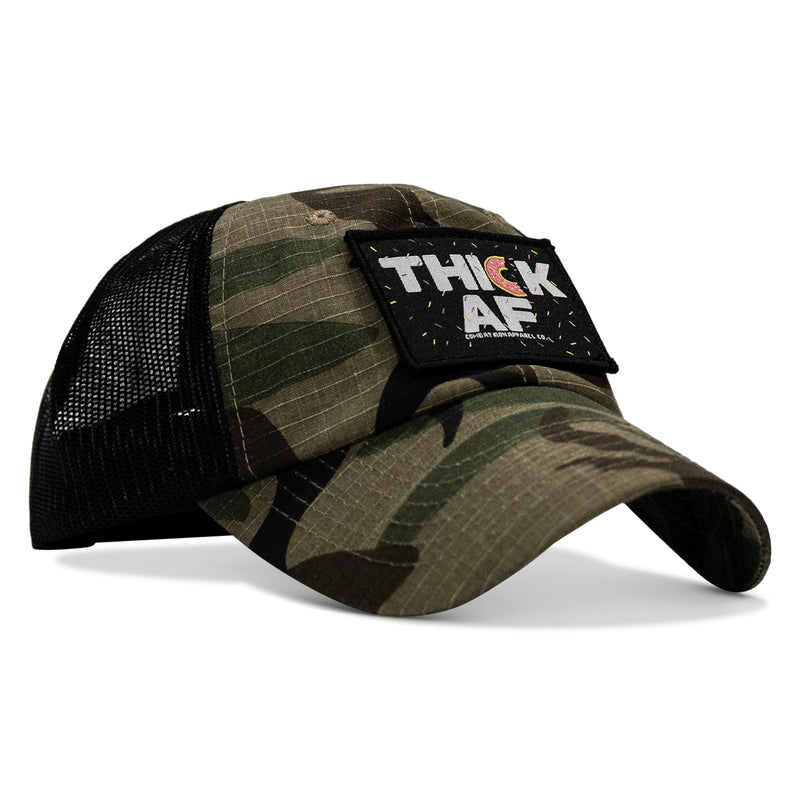 Load image into Gallery viewer, THICK AF Donut Edition Patch. Tactical Ripstop Mesh Snapback Hat
