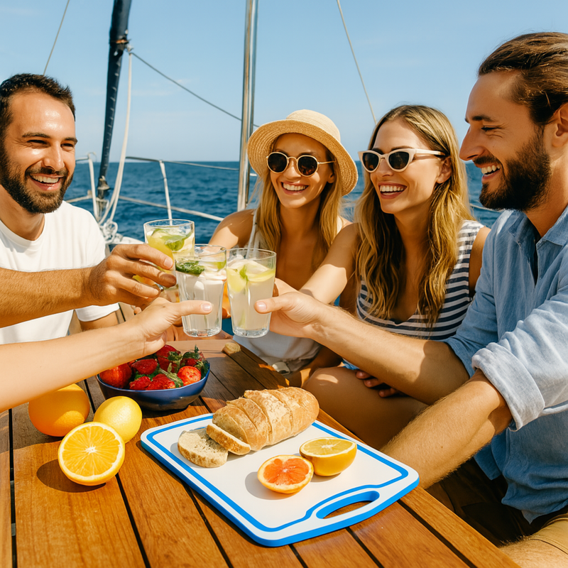 Load image into Gallery viewer, Made in the USA | Premium Cutting Board | Textured 1/2 inch HDPE UV Protected | Non-Skid or Mark Rubber Feet | Great for Boats &amp; any Counter-top
