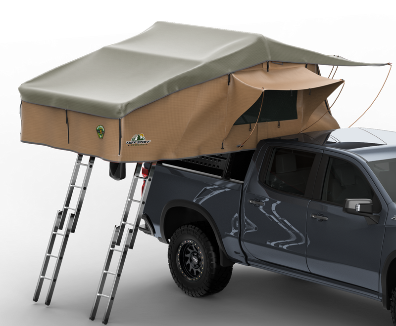 Load image into Gallery viewer, Elite Rooftop Tent with Annex Room – 4–5 Person – Tan – Overland Family Tent
