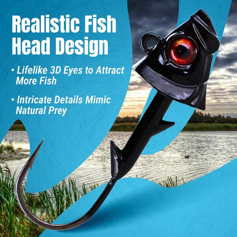 Load image into Gallery viewer, Reaction Tackle 97% Pure Tungsten Swimbait Jig with Realistic Fish Head- 5-PACK
