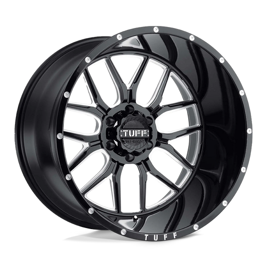 Tuff T23 Gloss Black W/ Milled Spokes And Dimples