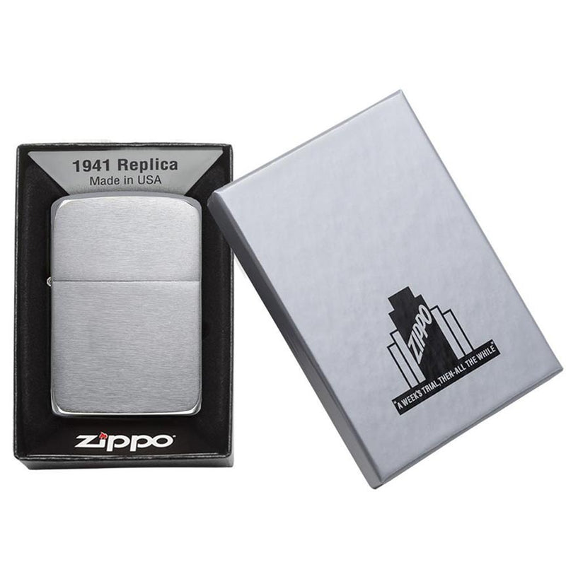 Load image into Gallery viewer, Zippo Windproof Lighter 1941 Replica Brushed Chrome
