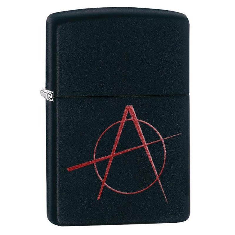 Load image into Gallery viewer, Zippo Windproof Lighter Red Anarchy Symbol Black Matte
